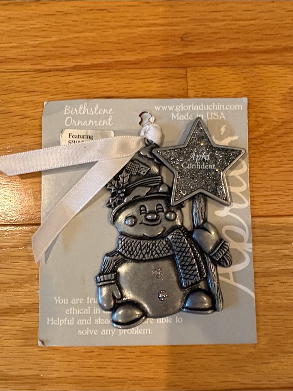 Gloria Duchin Snowman 'April' Birthstone Ornament featuring SWAROVSKI Crystals